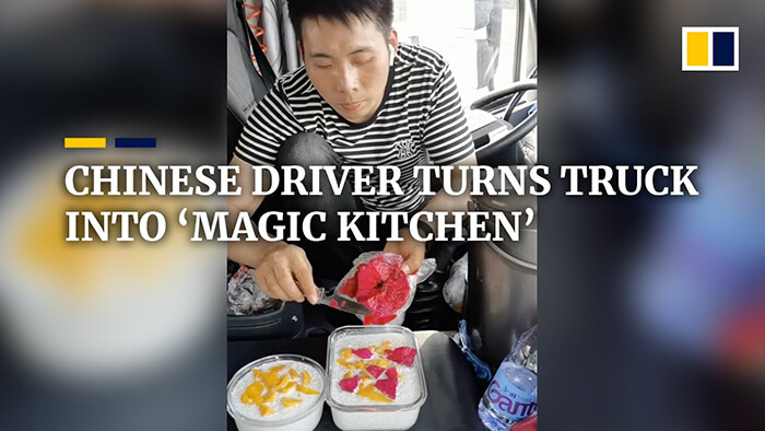 Youtube：中国司机把卡车变成“魔法厨房”，司机小哥的厨艺让各国网友惊叹